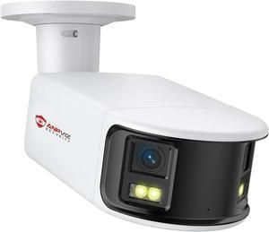 Anpviz 4K PoE Wide Angle Security Camera, Panoramic 180° IP Dual-Lens Bullet Camera Outdoor with Human/Vehicle Detection, Full Metal Housing, Two Way Talk, Built-in MicroSD Card Slot (H Series)