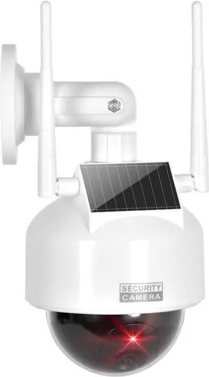 BNT Solar Dummy Fake Camera Security Outdoor, Solar Powered Simulated Surveillance Cameras with 1 Flashing Red LED Light/CCTV Sticker, Fake Dome Camera for Home.(Battery not Included) BNT Solar Dummy Fake Camera Security Outdoor, Solar Powered Simulated Surveillance Cameras with 1 Flashing Red LED Light/CCTV Sticker, Fake Dome Camera for Home.(Battery not Included)