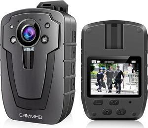 CAMMHD C8-64GB 2K/1296P Body Camera,11-12Hours Video Record,Night Vision Body Cam,IP67 Waterproof Data-encrypt Body Mounted Camera with 2pcs 360°Rotatable Clips for Police Law Enforcement,Personal Use