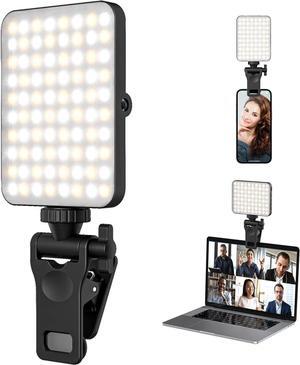 Rechargeable Selfie Light & Phone Light Clip for iPhone - Phone LED Light with Adjustable Brightness, Perfect for Selfies, Makeup, TikTok, Live Streaming & Video Conferencing Black