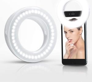 XINBAOHONG Selfie Ring Light Rechargeable Portable Clip-on Selfie Fill Light with 40 LED for Smart Phone Photography, Camera Video, Girl Makes up