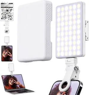Selfie Light 60 LED High Power Rechargeable Clip Light with Soft Diffuser CRI 95+ Adjusted 3 Light Modes for Phone iPhone iPad Laptop Video Light for Makeup TikTok Live Stream Vlog