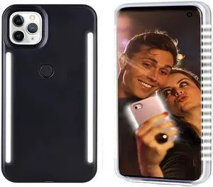 LED Light up case for iPhone 14 pro max,LED Illuminated Selfie Light[Rechargeable],Great for a Bright Selfie Light Up Case Cover (for iPhone 14 pro max-Black)