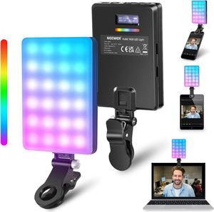NEEWER RGB LED Light for Phone with Phone Holder & Light Clip, Dimmable CRI 97+ 3 Modes Phone Light, Built in 2000mAh Battery for Tablet/Laptop/Video Conference/TikTok/Selfie/Vlog/Live Stream, VL66C