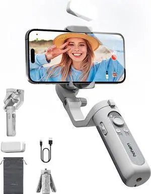 hohem iSteady XE Kit Gimbal Stabilizer for Smartphone, 3-Axis Phone Gimbal, Magnetic Fill Light, Portable and Foldable, Stabilizer for iPhone & Android, One-Key Inception, Gimbal for Video Recording
