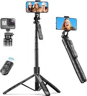 61" Selfie Stick Tripod, All in One Extendable Phone Tripod Stand with Wireless Remote 360° Rotation for iPhone and Android Phone Selfies, Video Recording, Vlogging, Live Streaming, Aluminum