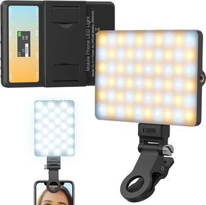Selfie Light with LCD Display for Phone, 60 LED Phone Light with Rechargeable Clip and Adjusted 3 Light Modes, 2000mAh Video Light for Phone iPad, Laptop, Makeup, TikTok, Selfie, Vlog