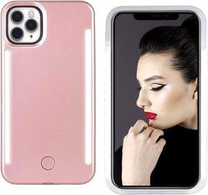 Selfie Light up Case for iPhone 12 and 12 Pro 6.1 inch, LED Light case with Back and Front Dual Rechargeable Luminous Light for iPhone 12 & 12 Pro (6.1 inch only, Rose Gold)