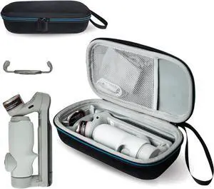 Hard Case for Insta360 Flow AI-Powered Smartphone Stabilizer Set, Insta360 Case with Mesh Pocket for USB Cable, Shockproof Protective Selfie Stick Bag with Band Easy to Carry for Journey