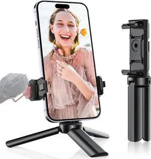 Mini Tripod, Anozer Small Tripod with Universal Phone Holder & Cold Shoe,Lightweight Phone Tripod Stand Compatible with iPhone 15 Pro Max/15 Pro/14 Pro Max/14 Pro,Travel Tripod for Camera/GoPro/Webcam