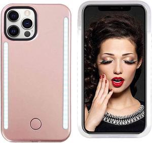 Selfie Illuminate Case for iPhone 13 Pro Max, LED Light up Case with Rechargeable Back and Front Illuminated Luminous Case for 13 Pro Max(Rose Gold)