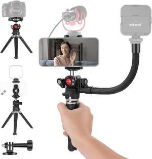 NEEWER Mini Camera Tripod with 2in1 Phone Holder/Action Camera Adapter/Flexible Arm, Portable Travel Tripod Compatible with GoPro Hero 12 iPhone 15 Pro Max for Vlogging Filming Video Recording, TS006