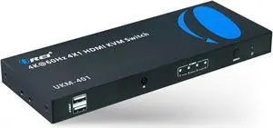 OREI USB 2.0 4x1 HDMI KVM Switch 4K@60Hz with RS-232 Control | 4 Computers 1 Monitor | HDMI 2.0 & HDCP 2.2 (UKM-401)