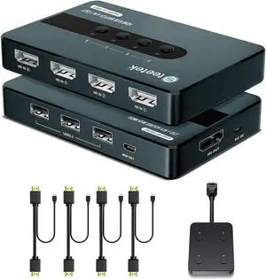 HDMI KVM Switch 4 Computers 1 Monitor, Wired Remote & Button Switching, KVM Switches with UHD 4K@30Hz, 3 USB 2.0 Hub, 4 Port KVM Switch for 4 Computers Share 1 Monitor and 1 Set of Keyboard Mouse HDMI KVM Switch 4 Computers 1 Monitor, Wired Remote & Button Switching, KVM Switches with UHD 4K@30Hz, 3 USB 2.0 Hub, 4 Port KVM Switch for 4 Computers Share 1 Monitor and 1 Set of Keyboard Mouse