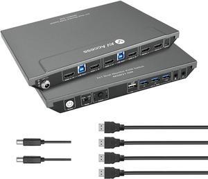 AV Access KVM Switch Dual Monitor with 4 HDMI Cables, 4K@60Hz, 2K@144Hz, 1080P@240Hz, USB 3.0 KVM Switch 2 Monitors 2 Computers, Ultra-Wide Screen Monitor Keyboard Mouse Switcher, Hotkey Switch