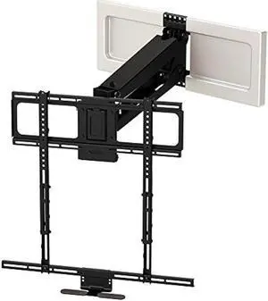 MantelMount MM540 - Above Fireplace Pull Down TV Mount for 40 to 80 Screen TVs to 90 lbs, with Patented auto-straightening, Adjustable Stops, Heat Sensor Handles & Paintable Covers