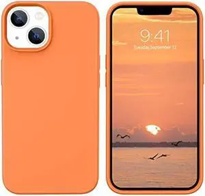 VENINGO iPhone 13 Case, Phone Case for iPhone 13,Slim Fit Liquid Silicone Soft Gel Rubber Lightweight Microfiber Lining Shockproof Anti-Scratch Protective Phone Cover for iPhone 13 6.1'',Sunset Orange