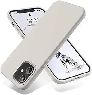 OTOFLY Soft Silicone Designed for iPhone 12/12 Pro Case,[Military Grade Drop Protection] [Anti-Scratch Microfiber Lining] Shockproof Protective Phone Case Slim Thin Cover 6.1 inch,Stone