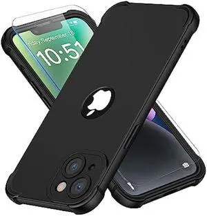 ORETECH for iPhone 14 Plus Case, with [2 x Screen Protectors] [10 Ft Military Grade Drop Test] [Camera Protection] 360° Shockproof Slim Thin Phone Case iPhone 14 Plus Cover 6.7'' - Black