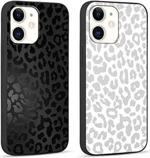 RUMDEY 2 Pack Cute Cheetah Print for Apple iPhone 11 6.1 Inch Phone Case,Luxury Leopard Pattern Design Cases Soft Silicone Slim TPU Shockproof Protective Bumper Cover for Women Girls-Black & White