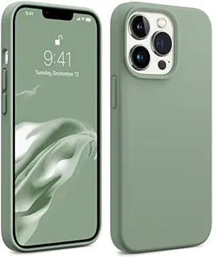 AOTESIER Soft Silicone Case for iPhone 13 Pro Max Case, [Military Shockproof Protection] Anti-Scratch Microfiber Lining Flexible Bumper Phone Case, Ultra Slim Thin Cover, 6.7 inch, Calke Green