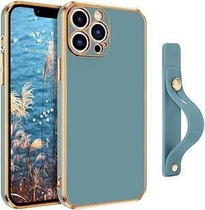 VENINGO iPhone 13 Pro Max Phone Case,iPhone 13 Pro Max Case,Slim Fit Soft TPU with Adjustable Wristband Kickstand Scratch Resistant Shockproof Protective Cover for iPhone 13 Pro Max 6.7, Blue Grey