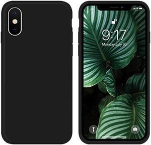OuXul Case for iPhone X/iPhone Xs Case Liquid Silicone Gel Rubber Phone Case,iPhone X/iPhone Xs 5.8 Inch Full Body Slim Soft Microfiber Lining Protective CaseBlack