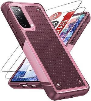 LeYi for Samsung Galaxy S20-FE 5G Case: S20 FE 5G Phone Case with 2 Pack Screen Protectors, Heavy Duty PC Back & Soft Bumper Cell Phone Case Cover for Samsung S20FE 5G/S 20FE, Red Pink