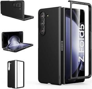 Foluu Slim Fit Case for Samsung Galaxy Z Fold 5 Case with Front Builtin Screen Protector Ultra Thin Matte PC Protective Cover for Samsung Galaxy Z Fold5 5G 2023 Black