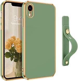 VENINGO iPhone XR Case, Phone Cases for iPhone XR,Slim Fit Soft TPU Rubber with Adjustable Wristband Kickstand Scratch Resistant Shockproof Protective Cover for Apple iPhone XR 6.1 Inch, Matcha Green