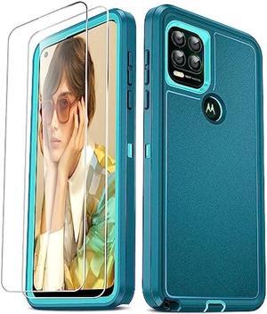 LeYi for Moto G Stylus 5G 2021 Case with 2 PCS Tempered Glass Screen Protector Heavy Duty 3 in 1 Moto G Stylus 2021 Case Military Grade Shockproof Phone Case for Motorola Moto G Stylus 2021 Teal