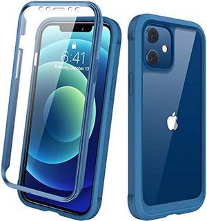 Diaclara Designed for iPhone 12 Mini Case, Full Body Rugged Case with Built-in Touch Sensitive Anti-Scratch Screen Protector, Soft TPU Bumper Case for iPhone 12 Mini 5.4 (Blue and Clear)