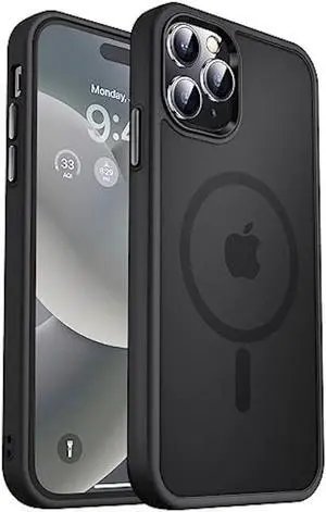 MOCCA Strong Magnetic for iPhone 14 Pro Max Case [Compatible with Magsafe] [10FT Military Grade Protective] Translucent Matte Slim Shockproof Case for iPhone 14 Pro Max 6.7 -Black