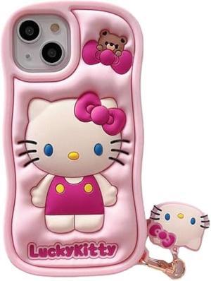 Cartoon Silicone Case for iPhone 14 Pro Max CaseCute Funny Kawaii Kitty Cat Animal Character Phone Case 3D Cover Phone Case for Kids Girls and Womens