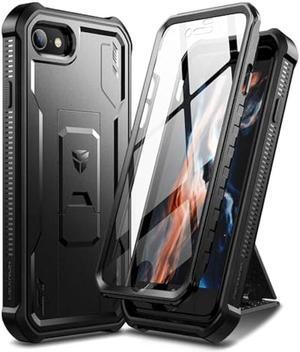 Dexnor iPhone SE Case (2022/2020), iPhone 8 Case, iPhone 7 Case [Built in Screen Protector and Kickstand] Heavy Duty Military Grade Protection Case for iPhone 8/7/ SE 3rd & SE 2nd Gen (Black)