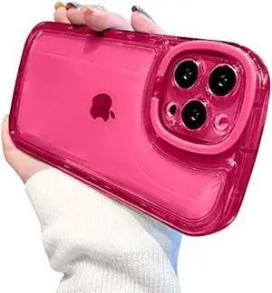 Ownest Compatible for iPhone 13 Pro Max Case with Clear Kickstand Creative Protective Design Case with Camera Holder for TPU Slim Shockproof Cool Phone Case for iPhone 13 Pro Max-Rose red