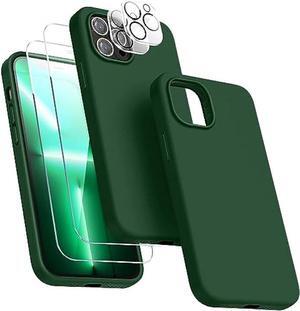 Dssairo [5 in 1 for iPhone 13 Pro Max Case 6.7 inch, with 2 Pack Screen Protector + 2 Pack Camera Lens Protector, Liquid Silicone Ultra Slim Shockproof Protective Phone Case (Alpine Green)
