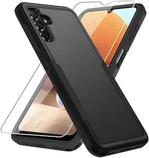 Warsia for Galaxy A13 5G Case, Samsung Case with Screen Protector,Heavy-Duty Tough Rugged Shockproof Protective Phone, Black