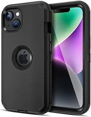Jiunai for iPhone 14 Plus Case, [Shockproof] [Anti-Dust] [Heavy Duty Protection] Protective Anti Scratch Dual Layer Tough Rugged Hybrid Bumper Phone Case Cover for iPhone 14 Plus 6.7 5G 2022 Black