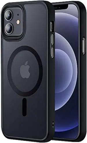 Tigowos Intended Design for iPhone 12 & iPhone 12 Pro Phone Case Fits MagSafe 10FT Drop Resistant Matte Skin Feeling Back Cover Aluminum Alloy Keys for iPhone 12 & iPhone 12 Pro CaseBlack