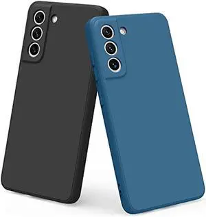 Vanjua [2 Pack] for Samsung Galaxy S21 FE Case, Stylish Liquid Silicone Slim Full-Body Protective Cover for Samsung Galaxy S21 FE 5G 6.4 Inch Phone Case (Black+NavyBlue)