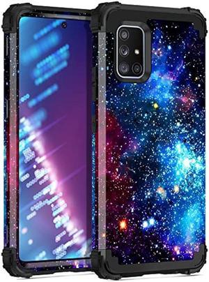 Miqala for Galaxy A71 5G Case,Shiny in The Dark Three Layer Heavy Duty Shockproof Hard Plastic Bumper +Soft Silicone Rubber Protective Case for Samsung Galaxy A71 5G,Blue Sky