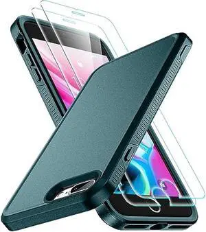 SPIDERCASE for iPhone 7/8 Plus Case, [10 FT Military Grade Drop Protection] [Non-Slip] [2 pcs Tempered Glass Screen Protector] Heavy Duty Full-Body Shockproof Case for iPhone 7/8 Plus, Midnight Green