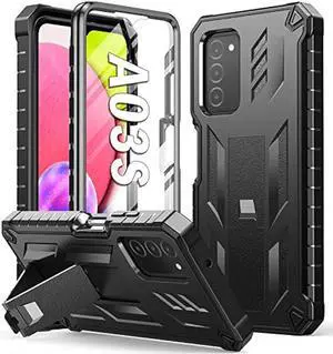 SOiOS for Samsung Galaxy A03S Phone Case: Built in Hard Kickstand & Touch Protector Military Shockproof TPU Durable Soft Rugged Heavy Duty Armor Full Body Protection Grade Phone Cover - Black