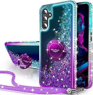 Silverback for Galaxy A54 5G Phone Case, Moving Liquid Holographic Sparkle Glitter Case with Kickstand, Girls Women Bling Diamond Ring Slim Protective Case for Samsung Galaxy A54 5G - Purple Silverback for Galaxy A54 5G Phone Case, Moving Liquid Holographic Sparkle Glitter Case with Kickstand, Girls Women Bling Diamond Ring Slim Protective Case for Samsung Galaxy A54 5G - Purple