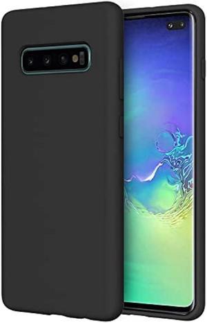 Meifei Galaxy S10 Plus Case,Liquid Silicone Dual Layer Hybrid Hard PC& Soft Silicone, Gel Rubber Bumper Slim Fit Shockproof Protective Phone Case, Phone Cover for Samsung Galaxy S10 Plus - Black