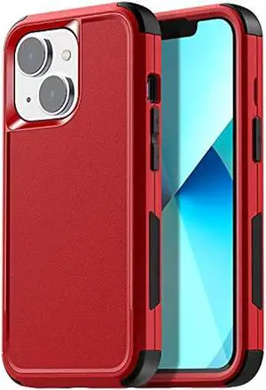 AICase Rugged Case for iPhone 13,Heavy Duty 3-Layer Pocket-Friendly Durable Military Grade Protection Shockproof/Drop Proof Protective Cover for iPhone 13 6.1 inch_6 Red