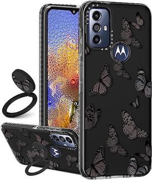 Toycamp for Moto G PureG Power 2022G Play 2023 Phone Case with Ring Holder Cute Butterfly Cartoon Insect Cover for Women Girls Boys Teens Kids Aesthetic Fun Cases for Moto G Power 2022 65 Black