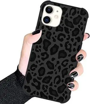KANGHAR Case Compatible with iPhone 12/12 Pro 6.1 Inch (2021), Black Leopard Design,Tire Texture Non-Slip +Shockproof Rugged TPU Protective Case