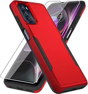 Warsia for Moto G 5G 2022 Phone Case,Moto G 5G 2022 Case with Screen Protector[Military Grade Drop Tested] Heavy-Duty Tough Rugged Shockproof Protective Case for Motorola G 5G 2022, Red